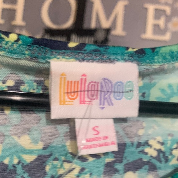 LuLaRoe Teal and Navy Floral Top - Picture 2 of 4
